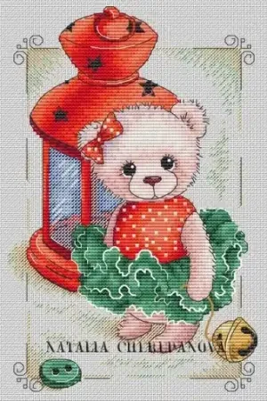 Bear Katty Cross Stitch Pattern Worldwide Shipping
