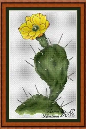 Yellow Cactus Cross Stitch Pattern Worldwide Shipping