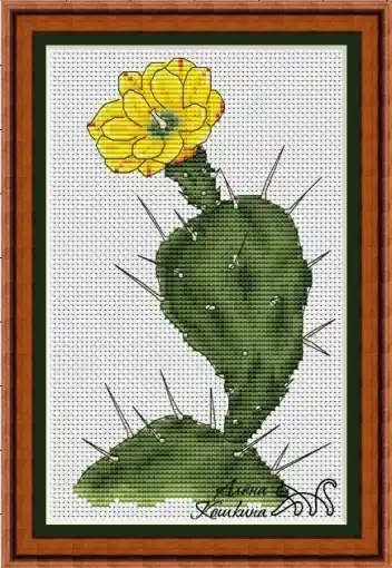 Yellow Cactus Cross Stitch Pattern Worldwide Shipping