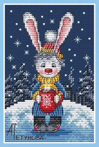Bunny with Cocoa Mug Cross Stitch Pattern Big Sale