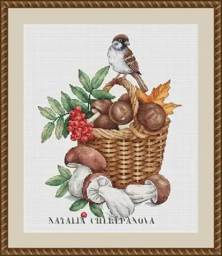 Basket of Mushrooms Cross Stitch Pattern Fresh Stock