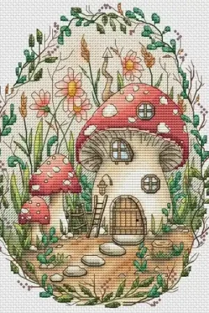 Get Yours Mushroom House Cross Stitch Pattern