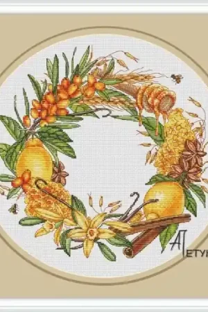 Free Delivery Vitamin Wreath Cross Stitch Pattern