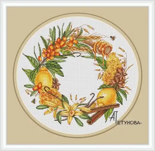 Free Delivery Vitamin Wreath Cross Stitch Pattern