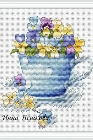 Bouquet of Pansies Cross Stitch Pattern Viral