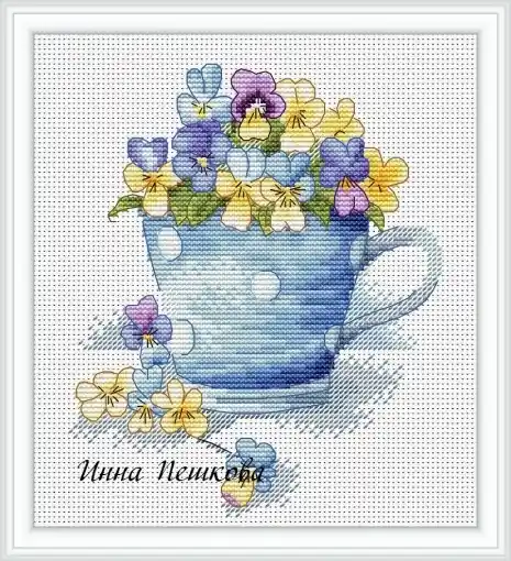 Bouquet of Pansies Cross Stitch Pattern Viral