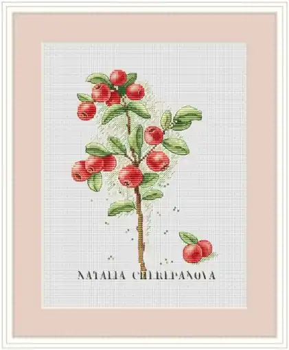 Cowberry Botanical Cross Stitch Pattern Clearance