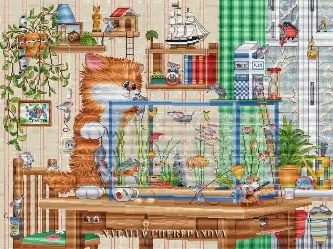 Aquarium Cross Stitch Pattern One Day Deal