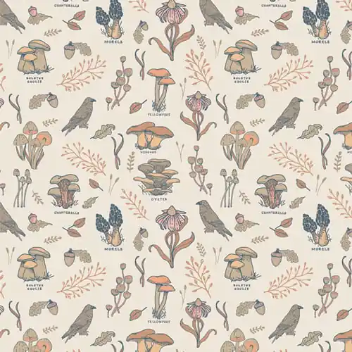 Art Gallery Fabrics Tomales Bay Mushroom Hunt Sand In Demand