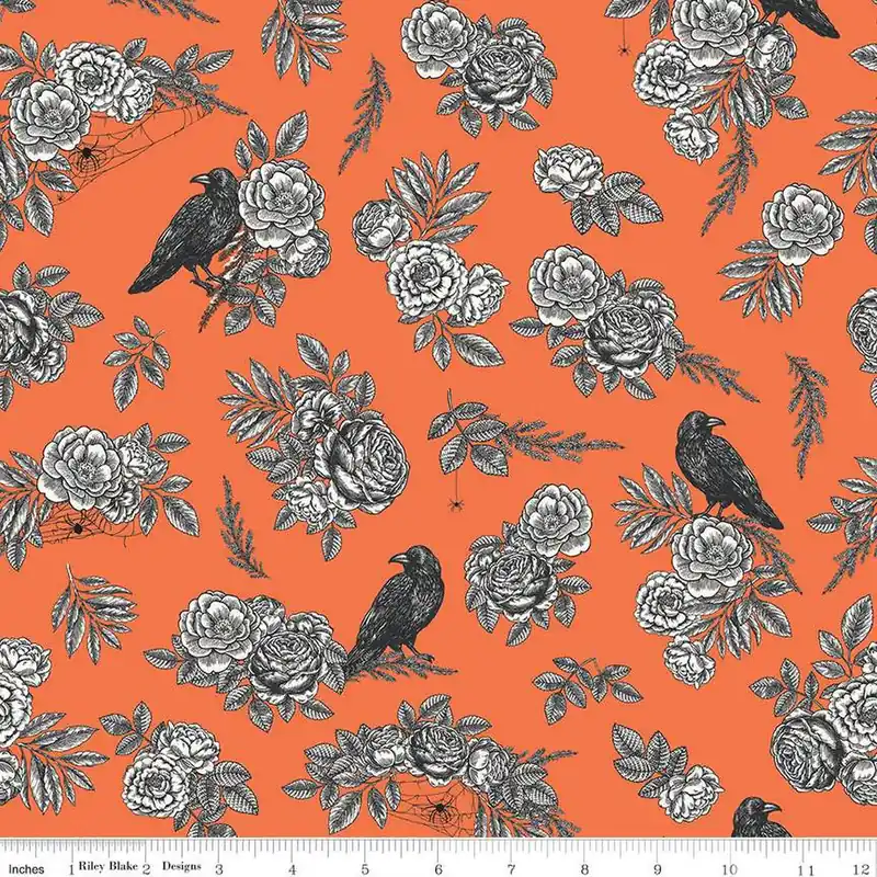Riley Blake Sophisticated Halloween C14620 Orange Today Only