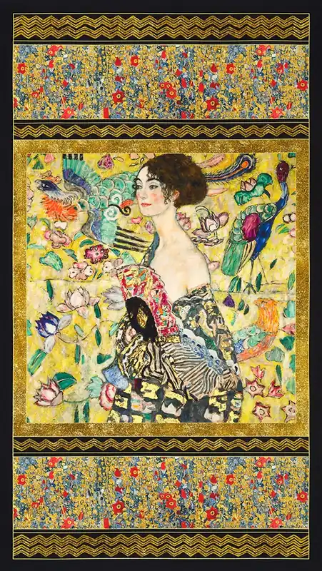 Premium Robert Kaufman – Gustav Klimt SRKM-22726-133 Panel “Lady with a Fan”