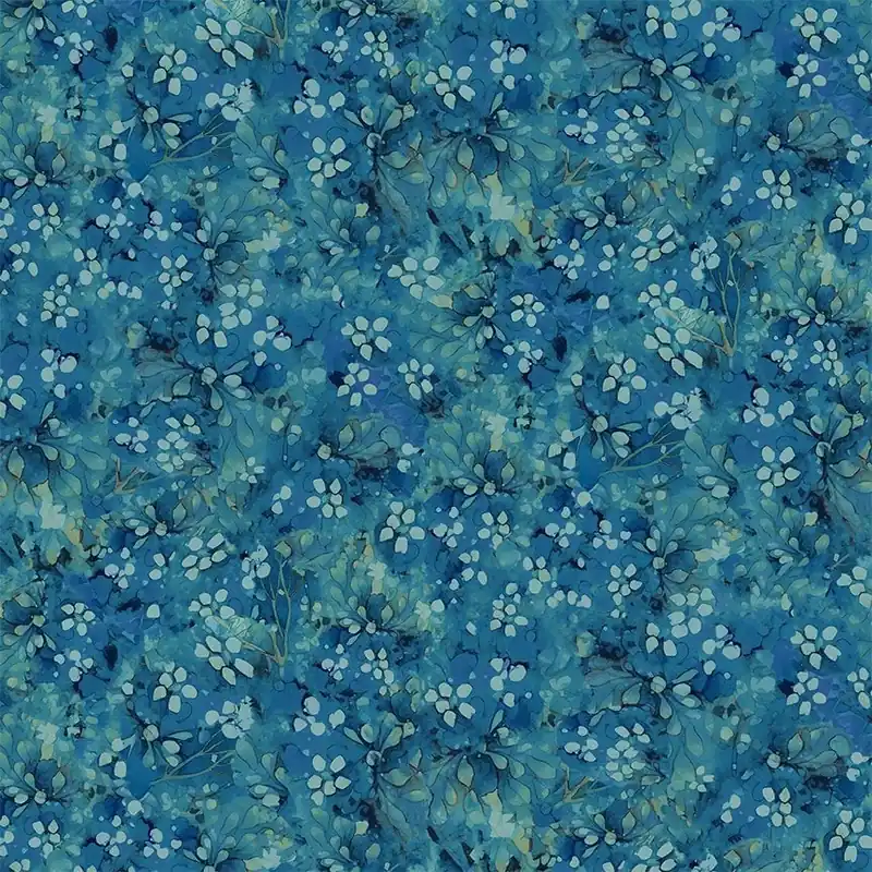 Free Returns Timeless Treasures Forest Whisper Fleur-CD3687 Tonal Floral – Cobalt