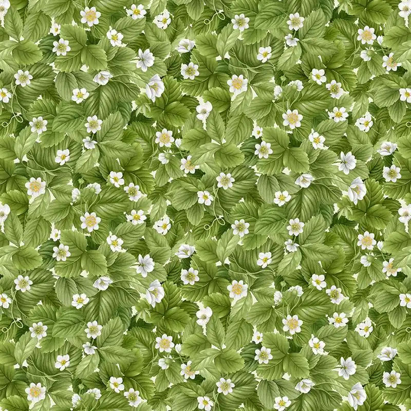 Timeless Treasures Fruit-CD3410 Green Packed Strawberry Leaves Free Returns