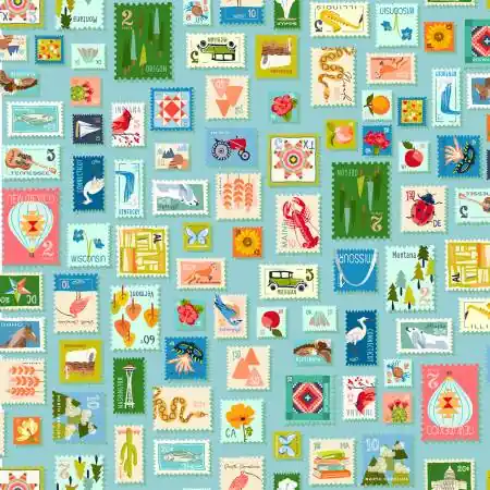 Top Rated Windham Fabrics Cross Country by Tamara Kate – 54509D-5 Stamp Collection – Sky