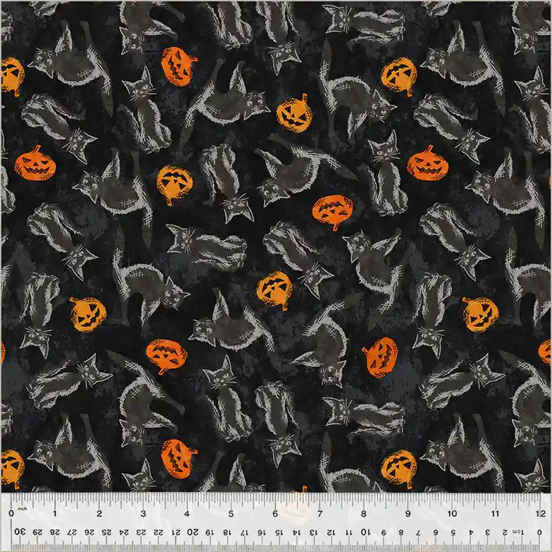 Windham Fabrics Hallow’s Eve by Whistler Studios – Spooky Cats 54447-3 Night Hot Deal