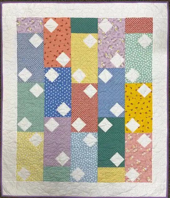 Dewdrops Quilt Kit – “Blast From the Past” Small Throw Size/Crib; 43.5” x 51.5” Free Returns