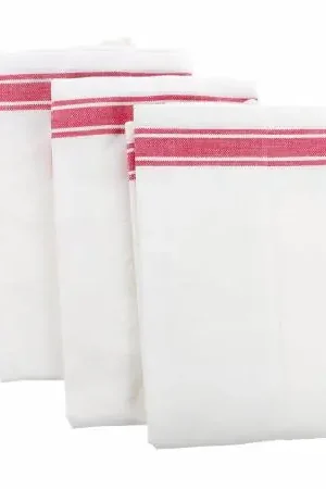 Aunt Martha’s Vintage 1930 Striped Towels 18in x 28in Red, Package of 3 Same Day Shipping
