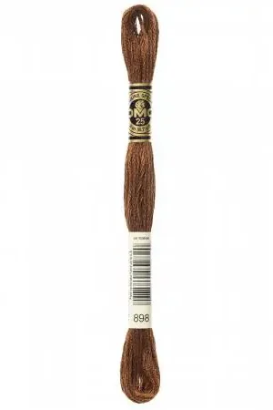 Authentic DMC 6 Strand Floss | 898 Very Dark Coffee Brown