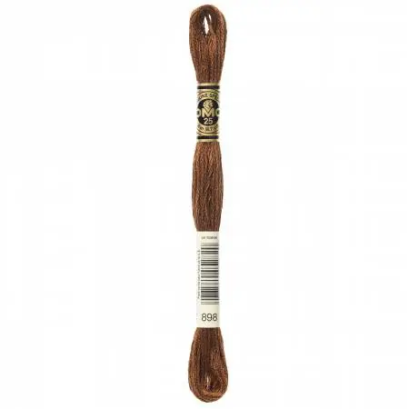 Authentic DMC 6 Strand Floss | 898 Very Dark Coffee Brown