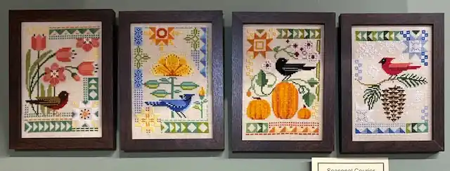 Certified Robin Pickens – Seasonal Courier: Set of all Four Courier Charts plus 4 pieces of #32 Flax Linen