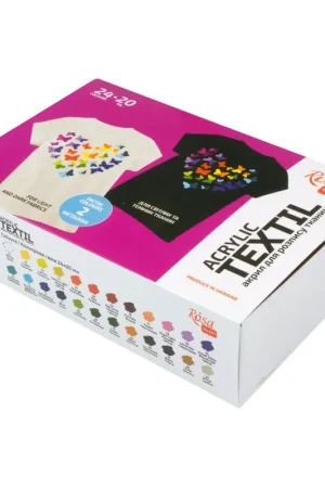 Rosa Talent HEART Textile Acrylic Paint Set. 24 colors (0.68 oz) and including 2 metallic. Cheap