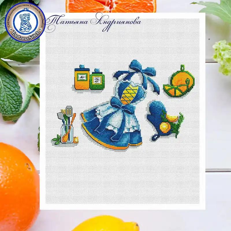 Fresh citrus fruit "5 element" - PDF Cross Stitch Pattern Same Day Shipping