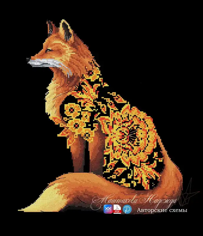 Buy Online The fox of Khokhloma - PDF Cross Stitch Pattern