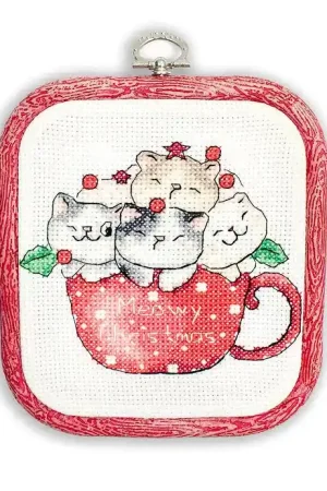Meowy Christmas with hoop included L8080 Counted Cross Stitch Kit Limited Edition