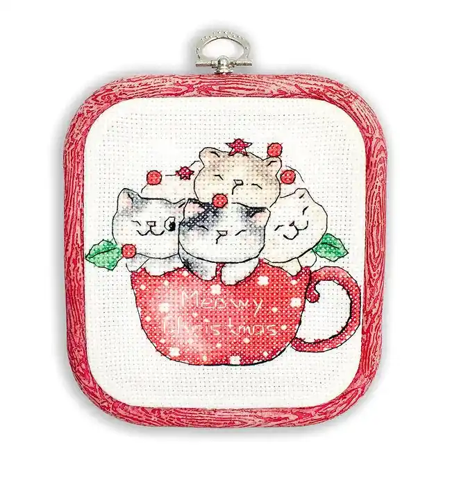 Meowy Christmas with hoop included L8080 Counted Cross Stitch Kit Limited Edition