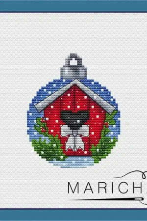 Hassle-Free Returns Christmas Ball. Birdhouse - PDF Cross Stitch Pattern