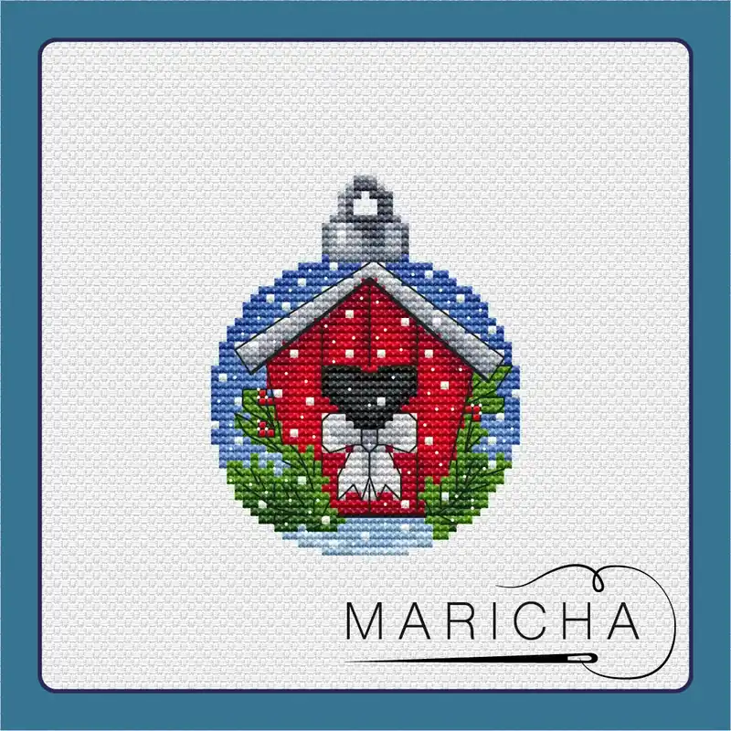 Hassle-Free Returns Christmas Ball. Birdhouse - PDF Cross Stitch Pattern