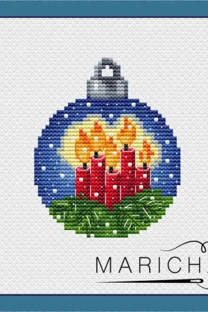 Next Day Delivery Christmas Ball. Candles - PDF Cross Stitch Pattern