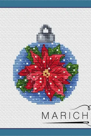Christmas Ball. Poinsettia - PDF Cross Stitch Pattern Authentic