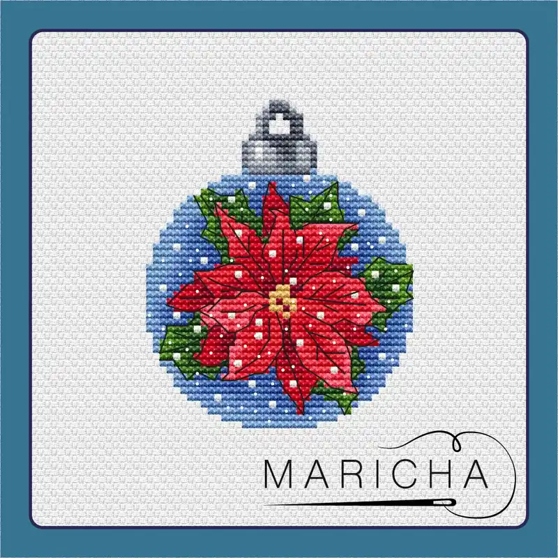 Christmas Ball. Poinsettia - PDF Cross Stitch Pattern Authentic
