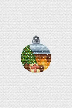 Christmas ball. Fireplace - PDF Cross Stitch Pattern Same Day Shipping