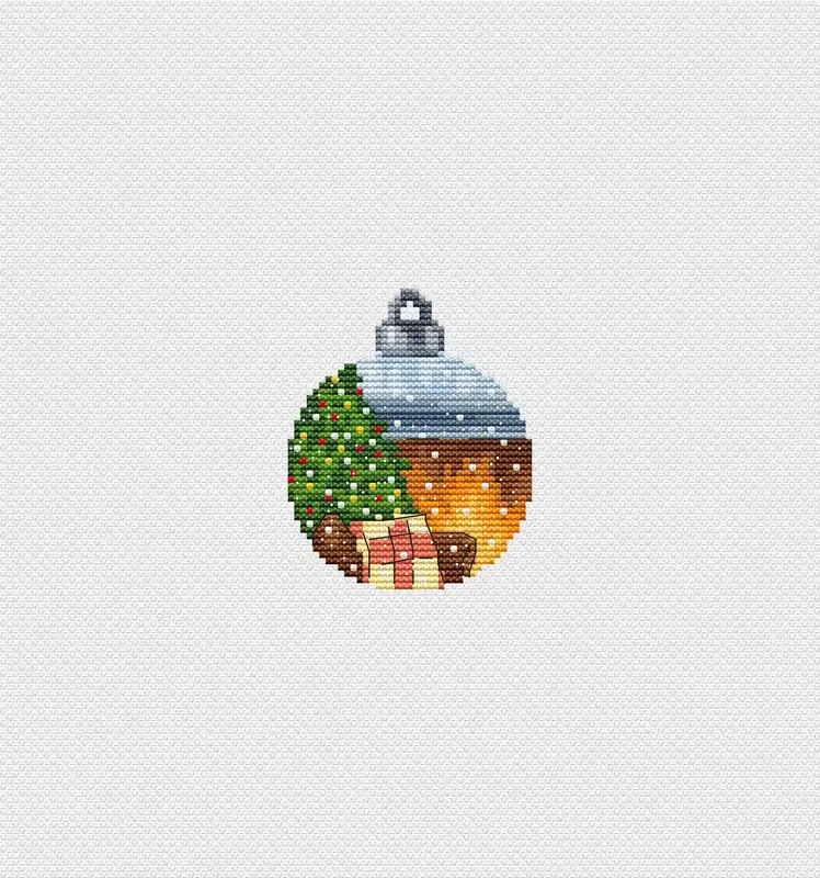 Christmas ball. Fireplace - PDF Cross Stitch Pattern Same Day Shipping