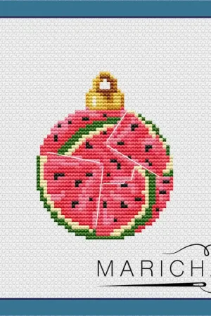 Same Day Shipping Christmas ball. Watermelon slices - PDF Cross Stitch Pattern