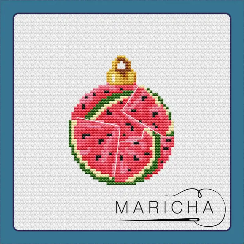 Same Day Shipping Christmas ball. Watermelon slices - PDF Cross Stitch Pattern