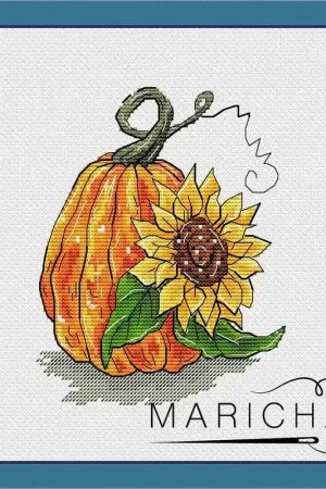 Big Sale Pumpkin with sunflower - PDF Cross Stitch Pattern