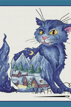 Yule cat - PDF Cross Stitch Pattern Weekend Sale