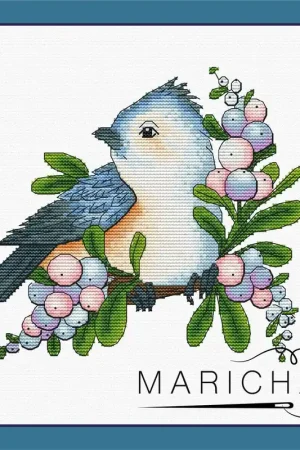 Tit on a snowberry - PDF Cross Stitch Pattern Clearance
