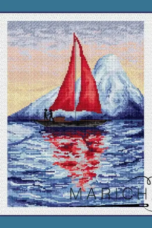 Last Chance Sailboat in the ice - PDF Cross Stitch Pattern