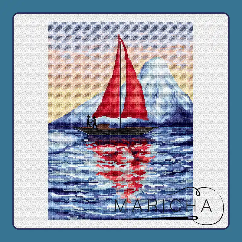 Last Chance Sailboat in the ice - PDF Cross Stitch Pattern