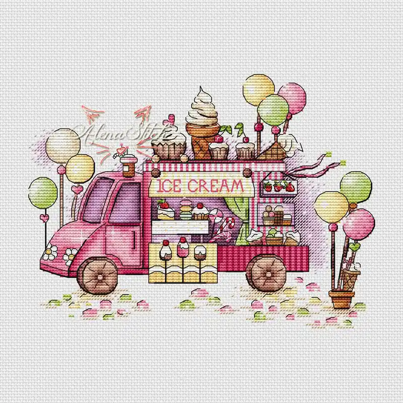 Limited Offer Ice cream van - PDF Cross Stitch Pattern