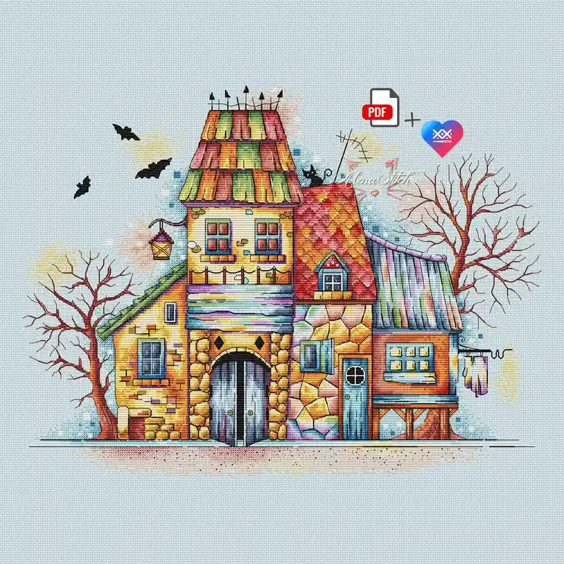 Mystical village - PDF Cross Stitch Pattern Discount