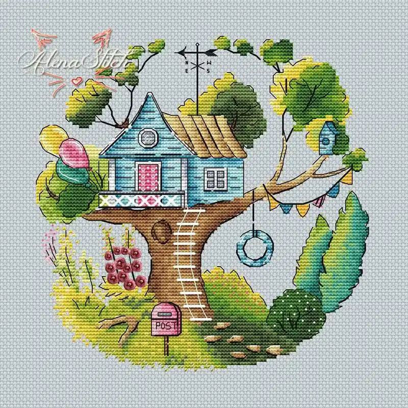 Tree house - PDF Cross Stitch Pattern New Arrival