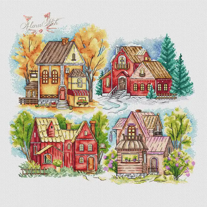 Weekend Sale Dream houses - PDF Cross Stitch Pattern