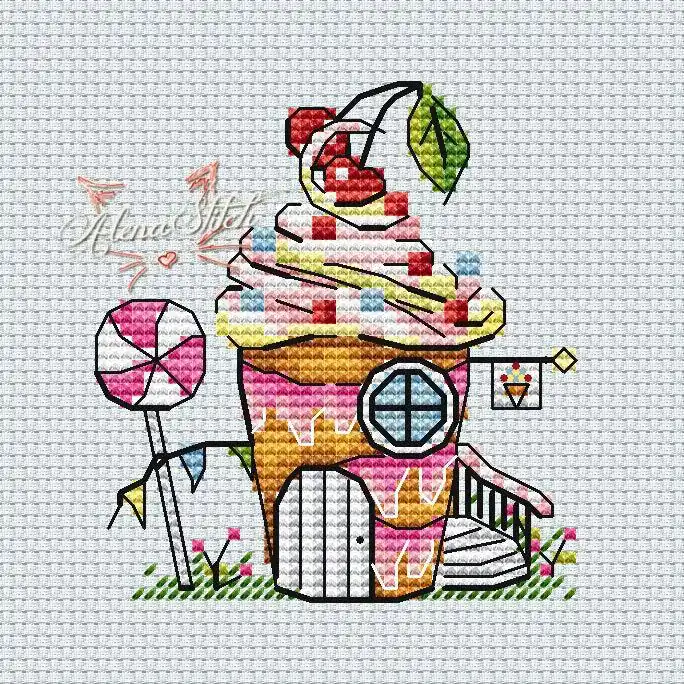 Ice cream - PDF Cross Stitch Pattern Free Shipping