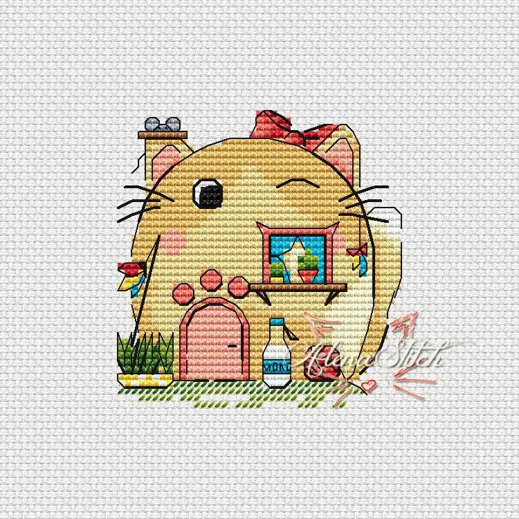 Trending Cat-house - PDF Cross Stitch Pattern