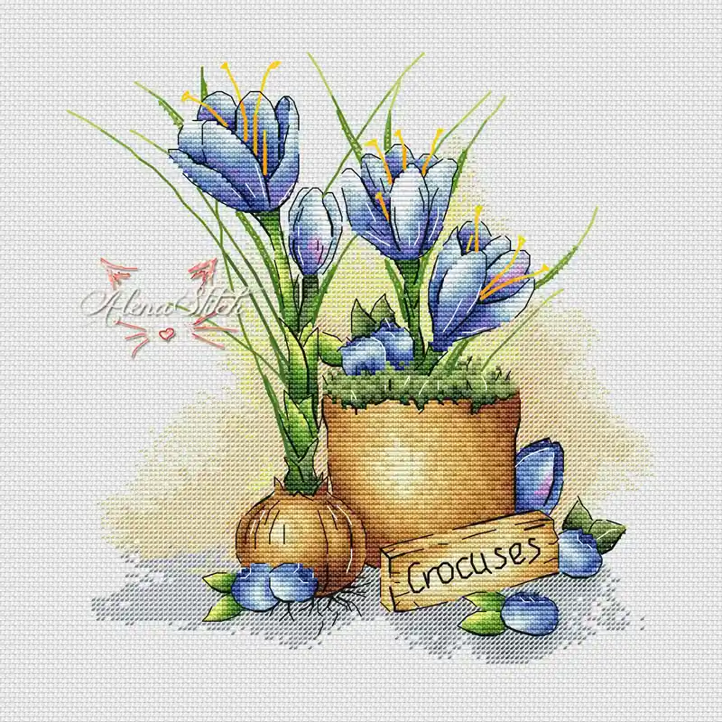 Professional Grade Crocuses - PDF Cross Stitch Pattern